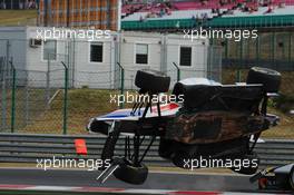 A Crash involving Emanuele Zonzini (SMR) Trident and Luis Sa Silva (MAC) Carlin 27.07.2013. GP3 Series, Rd 5, Budapest, Hungary, Saturday