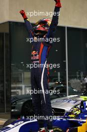 Daniil Kvyat (RUS) MW Arden is celebrating the victory of 2013 Gp3 Championship 02.11.2013. GP3 Series, Rd 8, Yas Marina Circuit, Abu Dhabi, UAE, Saturday.