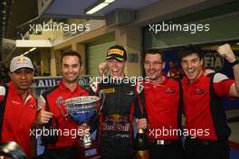 Daniil Kvyat (RUS) MW Arden is celebrating the victory of 2013 Gp3 Championship with the team 02.11.2013. GP3 Series, Rd 8, Yas Marina Circuit, Abu Dhabi, UAE, Saturday.