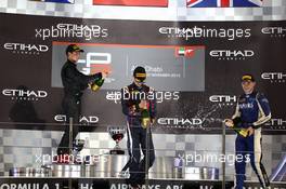 Race1 Podium, winner Daniil Kvyat (RUS) MW Arden, 2nd Alexander Sims (GBR) Carlin, 3rd Nick Yelloly (GBR) Carlin 02.11.2013. GP3 Series, Rd 8, Yas Marina Circuit, Abu Dhabi, UAE, Saturday.