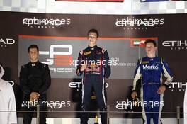 Race1 Podium, winner Daniil Kvyat (RUS) MW Arden, 2nd Alexander Sims (GBR) Carlin, 3rd Nick Yelloly (GBR) Carlin 02.11.2013. GP3 Series, Rd 8, Yas Marina Circuit, Abu Dhabi, UAE, Saturday.