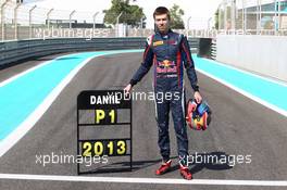 Daniil Kvyat (RUS) MW Arden is celebrating his victory in 2013 GP3 Season 03.11.2013. GP3 Series, Rd 8, Yas Marina Circuit, Abu Dhabi, UAE, Sunday.