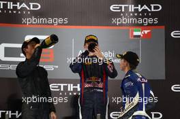 Race1 Podium, winner Daniil Kvyat (RUS) MW Arden, 2nd Alexander Sims (GBR) Carlin, 3rd Nick Yelloly (GBR) Carlin 02.11.2013. GP3 Series, Rd 8, Yas Marina Circuit, Abu Dhabi, UAE, Saturday.