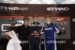 Race1 Podium, winner Daniil Kvyat (RUS) MW Arden, 2nd Alexander Sims (GBR) Carlin, 3rd Nick Yelloly (GBR) Carlin 02.11.2013. GP3 Series, Rd 8, Yas Marina Circuit, Abu Dhabi, UAE, Saturday.