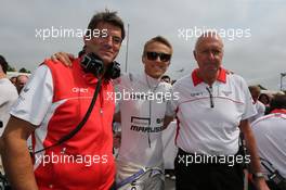 (L to R): Graeme Lowdon (GBR) Marussia F1 Team Chief Executive Officer with Max Chilton (GBR) Marussia F1 Team and John Booth (GBR) Marussia F1 Team Team Principal. 12.07.2013. Goodwood Festival of Speed, Goodwood, England.