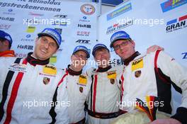 Jochen Krumbach, Georg Weiss, Oliver Kainz, Michael Jacobs, Wochenspiegel Team Manthey, Porsche 911 GT3 RSR, Portrait 20.07.2013. VLN ADAC Reinoldus-Langstreckenrennen, Round 5, Nurburgring, Germany.