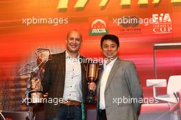 Prize ceremony,  Robert Huff (GBR) SEAT Leon WTCC, ALL-INKL.COM Munnich Motorsport 17.11.2013. World Touring Car Championship, Rounds 23 and 24, Macau, China.