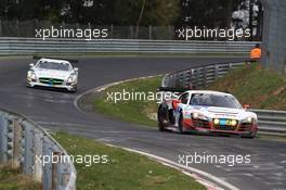 Peter  Terting , Marco  Seefried , Dominik  Schwager ,  , Prosperia C. Abt Racing GmbH , Audi R8 GT3 LMS   06.04.2014. ADAC Zurich 24 Hours Qualifying Race, Nurburgring, Germany