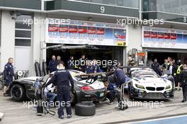 Jens Klingmann (GER), Dominik Baumann (AUT), Claudia Hürtgen (GER), Martin Tomcyk (GER) #20 Schubert Motorsport BMW Z4 GT3; Dirk Werner(GER), Dirk Müller(GER), Lucas Luhr(GER), Alexander Sims (GBR) #19 Schubert Motorsport BMW Z4 GT3 21.06.2014. ADAC Zurich 24 Hours, Warmup, Nurburgring, Germany