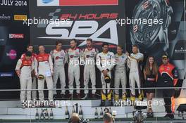 Overall and Pro Cup Podium James Nash, Frank Stippler, Christopher Mies, Belgian Audi Club Team WRT, Audi R8 LMS Ultra, Rene Rast, Laurens Vanthoor, Markus Winkelhock, Belgian Audi Club Team WRT, Audi R8 LMS Ultra, Lucas Luhr, Markus Palttala, Dirk Werner, BMW Sports TrophyTeam Marc VDS, BMW Z4  23-27.07.2014. 24 Hours of Spa Francorchamps