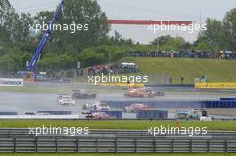 Timo Scheider (GER) Audi Sport Team Phoenix, Audi RS 5 DTM, versus Jamie Green (GBR) Audi Sport Team Rosberg, Audi RS 5 DTM,  18.05.2014, Motorsport Arena, Oschersleben, Sunday.
