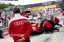 Pitstop Edoardo Mortara (ITA) Audi Sport Team Abt Audi RS 5 DTM 30.05.2014, Hungaroring,Hungary, Friday.