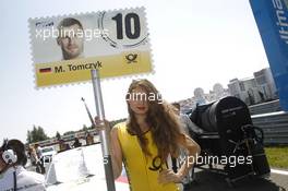 Gridgirl of Martin Tomczyk (GER) BMW Team Schnitzer BMW M4 DTM 13.07.2014, Moscow Raceway, Moscow, Russia, Sunday.