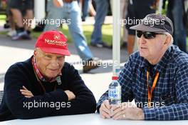 (L to R): Niki Lauda (AUT) Mercedes Non-Executive Chairman with John Watson (GBR). 14.03.2014. Formula 1 World Championship, Rd 1, Australian Grand Prix, Albert Park, Melbourne, Australia, Practice Day.