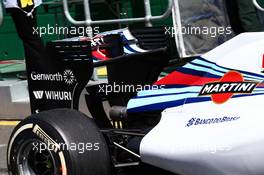 Felipe Massa (BRA) Williams FW36 rear wing. 14.03.2014. Formula 1 World Championship, Rd 1, Australian Grand Prix, Albert Park, Melbourne, Australia, Practice Day.