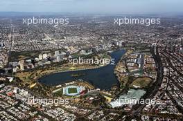 An aerial view of the Albert Park Circuit. 14.03.2014. Formula 1 World Championship, Rd 1, Australian Grand Prix, Albert Park, Melbourne, Australia, Practice Day.