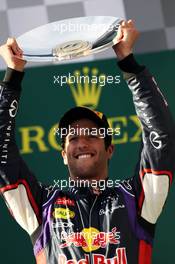 Daniel Ricciardo (AUS) Red Bull Racing celebrates his second position on the podium. 16.03.2014. Formula 1 World Championship, Rd 1, Australian Grand Prix, Albert Park, Melbourne, Australia, Race Day.