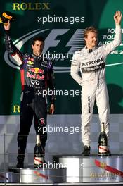 Daniel Ricciardo (AUS), Red Bull Racing and Nico Rosberg (GER), Mercedes AMG F1 Team  16.03.2014. Formula 1 World Championship, Rd 1, Australian Grand Prix, Albert Park, Melbourne, Australia, Race Day.
