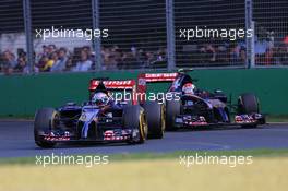 Jean-Eric Vergne (FRA), Scuderia Toro Rosso  and Daniil Kvyat (RUS), Scuderia Toro Rosso  16.03.2014. Formula 1 World Championship, Rd 1, Australian Grand Prix, Albert Park, Melbourne, Australia, Race Day.