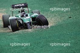 Kamui Kobayashi (JPN) Caterham CT05 crashed out at the start of the race. 16.03.2014. Formula 1 World Championship, Rd 1, Australian Grand Prix, Albert Park, Melbourne, Australia, Race Day.