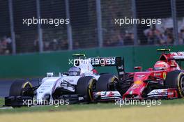 Valtteri Bottas (FIN), Williams F1 Team and Kimi Raikkonen (FIN), Scuderia Ferrari  16.03.2014. Formula 1 World Championship, Rd 1, Australian Grand Prix, Albert Park, Melbourne, Australia, Race Day.