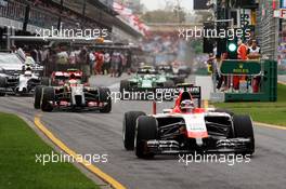 Max Chilton (GBR) Marussia F1 Team MR03 leaves the pits. 15.03.2014. Formula 1 World Championship, Rd 1, Australian Grand Prix, Albert Park, Melbourne, Australia, Qualifying Day.