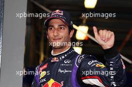 Daniel Ricciardo (AUS) Red Bull Racing celebrates his second position in parc ferme. 15.03.2014. Formula 1 World Championship, Rd 1, Australian Grand Prix, Albert Park, Melbourne, Australia, Qualifying Day.