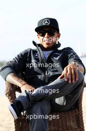 Lewis Hamilton (GBR) Mercedes AMG F1 on the beach. 13.03.2014. Formula 1 World Championship, Rd 1, Australian Grand Prix, Albert Park, Melbourne, Australia, Preparation Day.