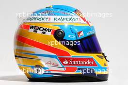 The helmet of Fernando Alonso (ESP) Ferrari. 13.03.2014. Formula 1 World Championship, Rd 1, Australian Grand Prix, Albert Park, Melbourne, Australia, Preparation Day.
