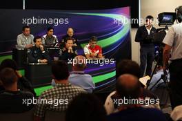 The FIA Press Conference (From back row (L to R)): Eric Boullier (FRA) McLaren Racing Director; Monisha Kaltenborn (AUT) Sauber Team Principal; Franz Tost (AUT) Scuderia Toro Rosso Team Principal; Toto Wolff (GER) Mercedes AMG F1 Shareholder and Executive Director; Christian Horner (GBR) Red Bull Racing Team Principal; Marco Mattiacci (ITA) Ferrari Team Principal.  20.06.2014. Formula 1 World Championship, Rd 8, Austrian Grand Prix, Spielberg, Austria, Practice Day.