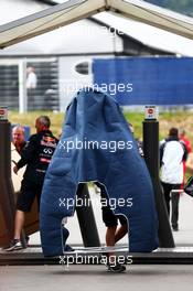 A new Red Bull Racing RB10 engine cover delivered to the paddock. 20.06.2014. Formula 1 World Championship, Rd 8, Austrian Grand Prix, Spielberg, Austria, Practice Day.