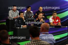 The FIA Press Conference (From back row (L to R)): Eric Boullier (FRA) McLaren Racing Director; Monisha Kaltenborn (AUT) Sauber Team Principal; Franz Tost (AUT) Scuderia Toro Rosso Team Principal; Toto Wolff (GER) Mercedes AMG F1 Shareholder and Executive Director; Christian Horner (GBR) Red Bull Racing Team Principal; Marco Mattiacci (ITA) Ferrari Team Principal.  20.06.2014. Formula 1 World Championship, Rd 8, Austrian Grand Prix, Spielberg, Austria, Practice Day.