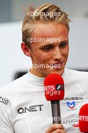 Max Chilton (GBR) Marussia F1 Team with Sky Sports F1 TV. 20.06.2014. Formula 1 World Championship, Rd 8, Austrian Grand Prix, Spielberg, Austria, Practice Day.