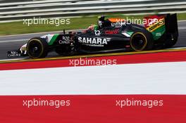 Sergio Perez (MEX) Sahara Force India F1 VJM07. 22.06.2014. Formula 1 World Championship, Rd 8, Austrian Grand Prix, Spielberg, Austria, Race Day.