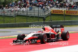Jules Bianchi (FRA) Marussia F1 Team MR03 runs wide. 21.06.2014. Formula 1 World Championship, Rd 8, Austrian Grand Prix, Spielberg, Austria, Qualifying Day.