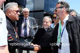 (L to R): Dr. Vijay Mallya (IND) Sahara Force India F1 Team Owner with Jean Todt (FRA) FIA President and Jean Reno (FRA) Actor. 22.06.2014. Formula 1 World Championship, Rd 8, Austrian Grand Prix, Spielberg, Austria, Race Day.