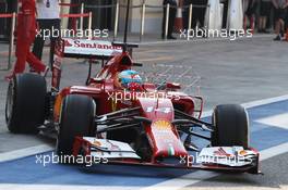 Fernando Alonso (ESP) Ferrari F14-T running sensor equipment. 19.02.2014. Formula One Testing, Bahrain Test One, Day One, Sakhir, Bahrain.