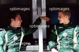 (L to R): Robin Frijns (NLD) Caterham Test and Reserve Driver with Marcus Ericsson (SWE) Caterham. 20.02.2014. Formula One Testing, Bahrain Test One, Day Two, Sakhir, Bahrain.