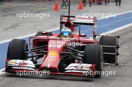 Fernando Alonso (ESP) Ferrari F14-T running sensor equipment. 28.02.2014. Formula One Testing, Bahrain Test Two, Day Two, Sakhir, Bahrain.