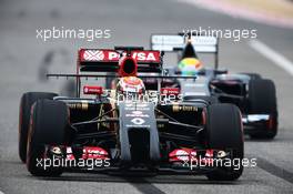 Pastor Maldonado (VEN) Lotus F1 E21 running sensor equipment. 28.02.2014. Formula One Testing, Bahrain Test Two, Day Two, Sakhir, Bahrain.