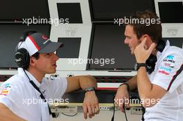 Adrian Sutil (GER), Sauber F1 Team and Giedo van der Garde (NDL), third driver, Sauber F1 Team  28.02.2014. Formula One Testing, Bahrain Test Two, Day Two, Sakhir, Bahrain.