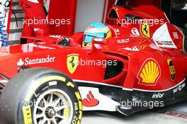 Fernando Alonso (ESP) Ferrari F14-T leaves the pits. 28.02.2014. Formula One Testing, Bahrain Test Two, Day Two, Sakhir, Bahrain.
