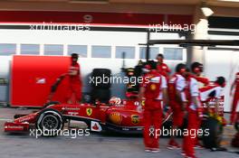 Kimi Raikkonen (FIN) Ferrari F14-T practices a pit stop. 01.03.2014. Formula One Testing, Bahrain Test Two, Day Three, Sakhir, Bahrain.