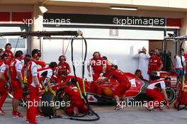 Kimi Raikkonen (FIN) Ferrari F14-T practices a pit stop. 01.03.2014. Formula One Testing, Bahrain Test Two, Day Three, Sakhir, Bahrain.