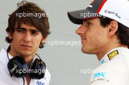 (L to R): Esteban Gutierrez (MEX) Sauber with team mate Adrian Sutil (GER) Sauber. 01.03.2014. Formula One Testing, Bahrain Test Two, Day Three, Sakhir, Bahrain.