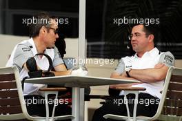 (L to R): Sam Michael (AUS) McLaren Sporting Director with Eric Boullier (FRA) McLaren Racing Director. 01.03.2014. Formula One Testing, Bahrain Test Two, Day Three, Sakhir, Bahrain.