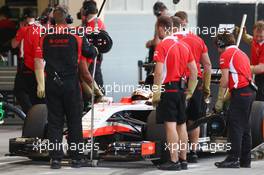 Max Chilton (GBR) Marussia F1 Team MR03 in the pits. 27.02.2014. Formula One Testing, Bahrain Test Two, Day One, Sakhir, Bahrain.
