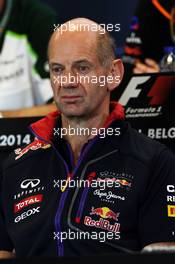 Adrian Newey (GBR) Red Bull Racing Chief Technical Officer in the FIA Press Conference. 22.08.2014. Formula 1 World Championship, Rd 12, Belgian Grand Prix, Spa Francorchamps, Belgium, Practice Day.
