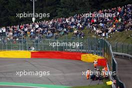 Pastor Maldonado (VEN) Lotus F1 E21 crashed out of FP2. 22.08.2014. Formula 1 World Championship, Rd 12, Belgian Grand Prix, Spa Francorchamps, Belgium, Practice Day.
