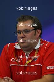 Dave Greenwood (GBR) Marussia F1 Team Race Engineer in the FIA Press Conference. 22.08.2014. Formula 1 World Championship, Rd 12, Belgian Grand Prix, Spa Francorchamps, Belgium, Practice Day.